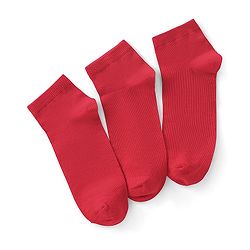 Pine Kids Cotton Blend Knit Low Ankle Length Solid Color School Socks Set Pack of 3 - Red