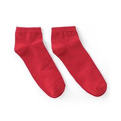 Pine Kids Cotton Blend Knit Low Ankle Length Solid Color School Socks Set Pack of 3 - Red