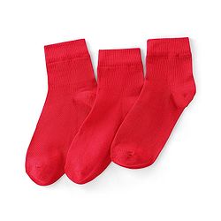 Pine Kids Cotton Blend Knit Ankle Length Solid Color School Socks Set Pack of 3 - Red