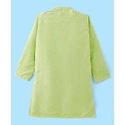 Pine Kids Woven Full Sleeves Solid Colour Kurta & Pajama Set with Mirror Worked Jacket - Lime Green