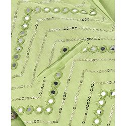 Pine Kids Woven Full Sleeves Solid Colour Kurta & Pajama Set with Mirror Worked Jacket - Lime Green