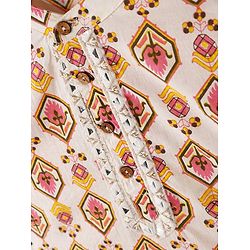 Pine Kids 100% Cotton Woven Full Sleeves Kurta & Pyjama Set With Ikat Print - White