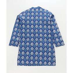 Pine Kids 100% Cotton Woven Full Sleeves Kurta Bandhani Print - Navy Blue