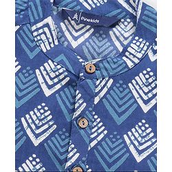 Pine Kids 100% Cotton Woven Full Sleeves Kurta Bandhani Print - Navy Blue
