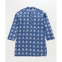 Pine Kids 100% Cotton Woven Full Sleeves Kurta Bandhani Print - Navy Blue