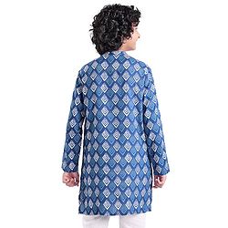 Pine Kids 100% Cotton Woven Full Sleeves Kurta Bandhani Print - Navy Blue