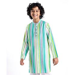 Pine Kids 100% Cotton Full Sleeves Kurta Striped - Multicolor