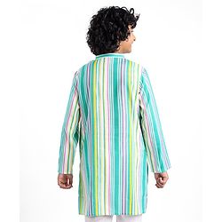 Pine Kids 100% Cotton Full Sleeves Kurta Striped - Multicolor