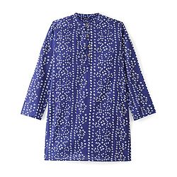 Pine Kids Full Sleeves Bandhani Printed Cotton Kurta - Blue