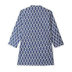 Pine Kids 100% Cotton Woven Full Sleeves Floral Printed Kurta - Blue