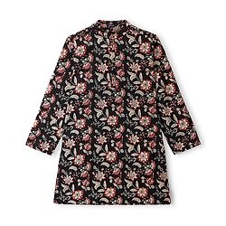 Pine Kids 100% Cotton Woven Full Sleeves Floral Printed Kurta - Black