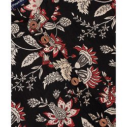 Pine Kids 100% Cotton Woven Full Sleeves Floral Printed Kurta - Black