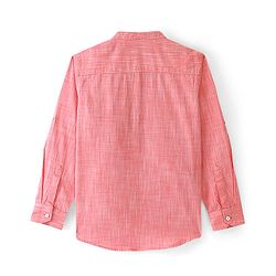 Pine Kids Cotton Full Sleeves Roll Up Shirt With Mandarin Collar - Orange