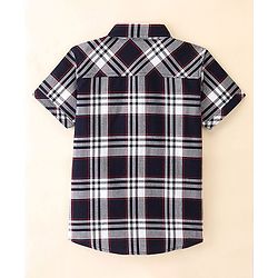 Pine Kids Woven Cotton Knit Half Sleeve Checks Shirt With T Shirt - Black & White