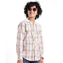 Pine Kids Full Sleeves Hooded Checkered Shirt- Multicolor