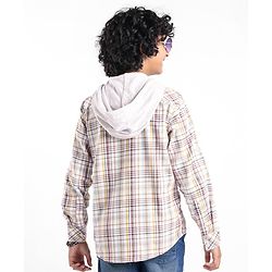 Pine Kids Full Sleeves Hooded Checkered Shirt- Multicolor