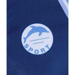 Pine Kids Half Sleeves Legged Swimsuit with  Cap Text Print - Navy Blue