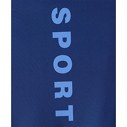 Pine Kids Half Sleeves Legged Swimsuit with  Cap Text Print - Navy Blue