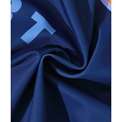 Pine Kids Half Sleeves Legged Swimsuit with  Cap Text Print - Navy Blue