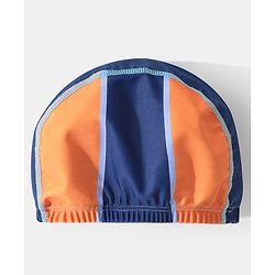 Pine Kids Half Sleeves Legged Swimsuit with  Cap Text Print - Navy Blue
