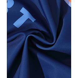 Pine Kids Half Sleeves Legged Swimsuit with  Cap Text Print - Navy Blue