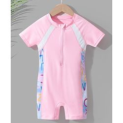 Pine Kids Raglan Half Sleeves Legged Swimsuit - Pink