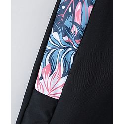 Pine Kids Raglan Half Sleeves Legged Swimsuit Leafy Print - Black