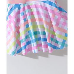 Pine Kids Sleeveless Checkered Frock Style Swimsuit - Multicolor