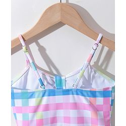 Pine Kids Sleeveless Checkered Frock Style Swimsuit - Multicolor