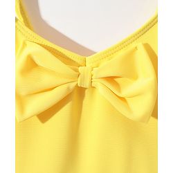 Pine Kids Sleeveless Floral Printed Frock Style Swimsuit with Bow Applique-Yellow