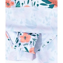 Pine Kids Sleeveless   Frock Style Swimsuit Floral Print - White