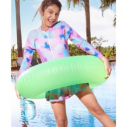 Pine Kids Raglan Full Sleeves Swimsuit Tie Dye Print -Pink