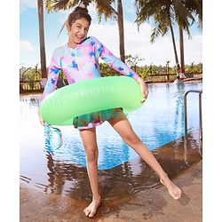 Pine Kids Raglan Full Sleeves Swimsuit Tie Dye Print -Pink