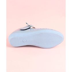 Pine Kids Party Wear Belly Shoes Bow Applique - Sky Blue