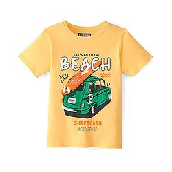 Pine Kids 100% Cotton Knit Half Sleeves T-Shirt With Car Print - Snapdragon