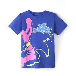 Pine Kids Cotton Half Sleeves T-Shirt The Game Print - Dazzling Blue