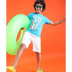 Pine Kids Cotton Half Sleeves T-Shirt Surf Print - Blue
