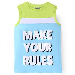 Pine Kids Cotton Knit Sleeveless T-Shirt Text Print - Wild Lime & Atomizer