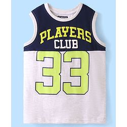 Pine Kids Sleeveless T-Shirt Players Print - White Melange