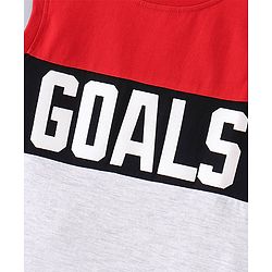 Pine Kids Cotton Knit Sleeveless Text Printed Tank T-Shirt - Red & Black