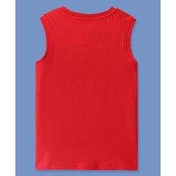 Pine Kids Cotton Knit Sleeveless Text Printed Tank T-Shirt - Red & Black