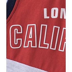 Pine Kids Cotton Knit Sleeveless Text Printed Tank T-Shirt - Red & Blue
