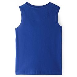 Pine Kids Cotton Knit Sleeveless T-Shirt with Text Print & Color Block - Red White & Navy Blue