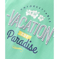 Pine Kids Cotton Knit Half Sleeves Text & Floral Printed T-Shirt - Green