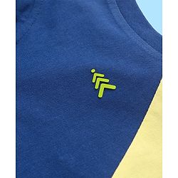 Pine Kids Cotton Knit Sleeveless  Hooded T-Shirt With Color Block Print - Multicolor