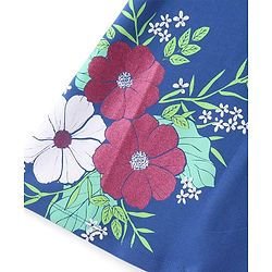 Pine Kids Cotton Knit Cold Shoulder Sleeves Floral Printed Top - Blue