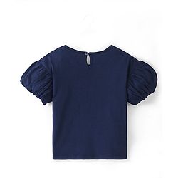 Pine Kids Cotton Knit Half Sleeves Top Beach Theme - Navy Poeny