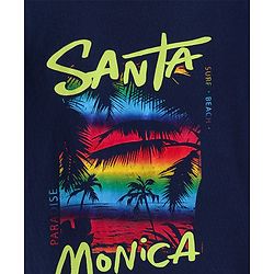 Pine Kids Cotton Knit Half Sleeves Top Beach Theme - Navy Poeny