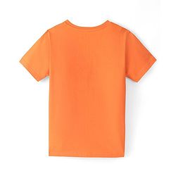Pine Kids Cotton Knit Half Sleeves Text Print T-Shirt - Orange