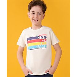 Pine Kids Cotton Half Sleeves T-Shirt Text Print - Snow White